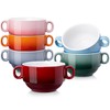 LOVECASA Multi-Color 12 OZ Soup Bowls with Handles, Ceramic Small