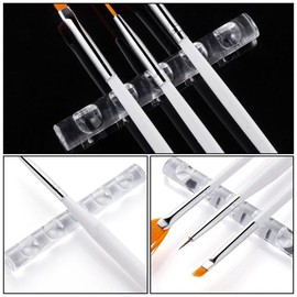 Silver Brush Holder Nail Art Acrylic Simple Transparent Pen Brush Stand Brush Rest Brush Rest for 5 Nail Pens Gel Nails Nail Tools Nail Supplies Stylish Useful Nail Art and Polish