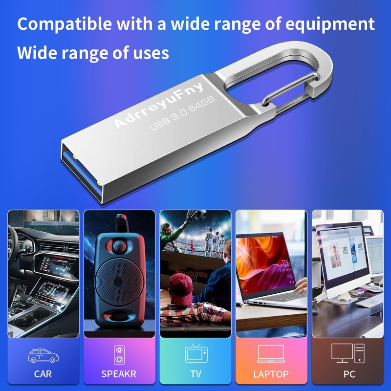 AdrreyuFny 64GB USB 3.0 Flash Drive USB Memory Stick USB