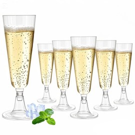 Kozdtiz Plastic Champagne Glasses, Pack of 25 Champagne Glasses, 150 ml, Reusable Plastic Champagne Glasses for Garden, Wedding, Anniversary, Showers, Parties, Transparent