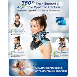 Dispositivo de tracción cervical, camilla cervical ajustable con soporte de 360 grados, collarín ergonómico para uso en casa y oficina, ligero y portá