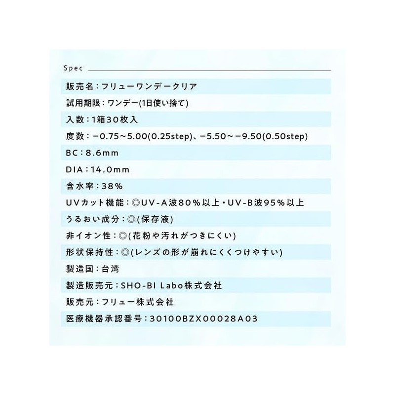 LuMia Clear 1 Day Low Water Content [30 Sheets BC: