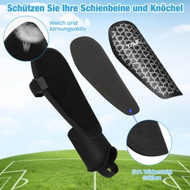 Tavaler Shin Pads Children's Football Adjustable Strap Shin Pads Football Men with Padded and Ankle Protection for Boys and Girls Shin Pads for Football (M)