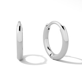 Jean & Len Evi Nickel, Lead and Cadmium Free, 316L Stainless Steel, Simple and Small Everyday Hoop Earrings, Diameter: 1.4 cm, Waterproof Earrings Silver, Stainless Steel, No gemstone.