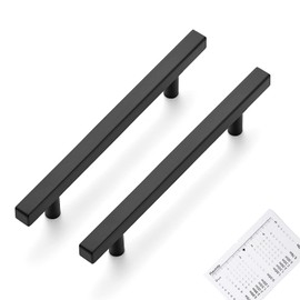 Ravinte 25 Pack Matte Black Cabinet Pulls 5 inch Black Cabinet Handles Kitchen Pulls for Cabinets with Mounting Template 7-3/8 inch Overall Length