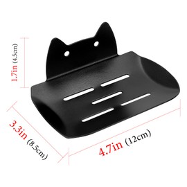 2 Pack Soap Dish Holder for Bathroom, Cat Soap Tray with Drainage Slot for Shower, Wall Mounted Stainless Steel Soap Saver (Black)