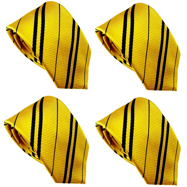 LilMents 4 Pack Pinstriped Formal Necktie Tie Set - Yellow