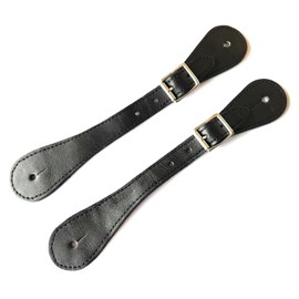 Leather Spur Straps for Horse Riders | Western Men, Women, Adjustable Single Ply Spur Straps | Equestrian Accessories (Black)