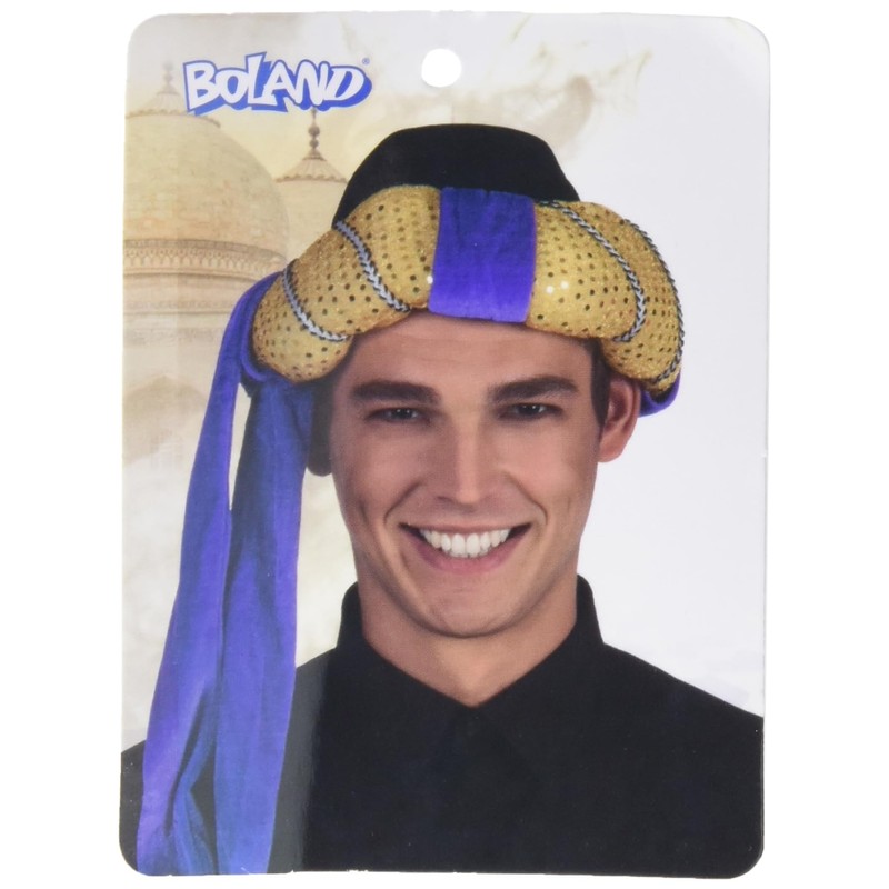 BOLAND 81002 Turban Hat Sultan Omar, Gold/Purple, Assorted