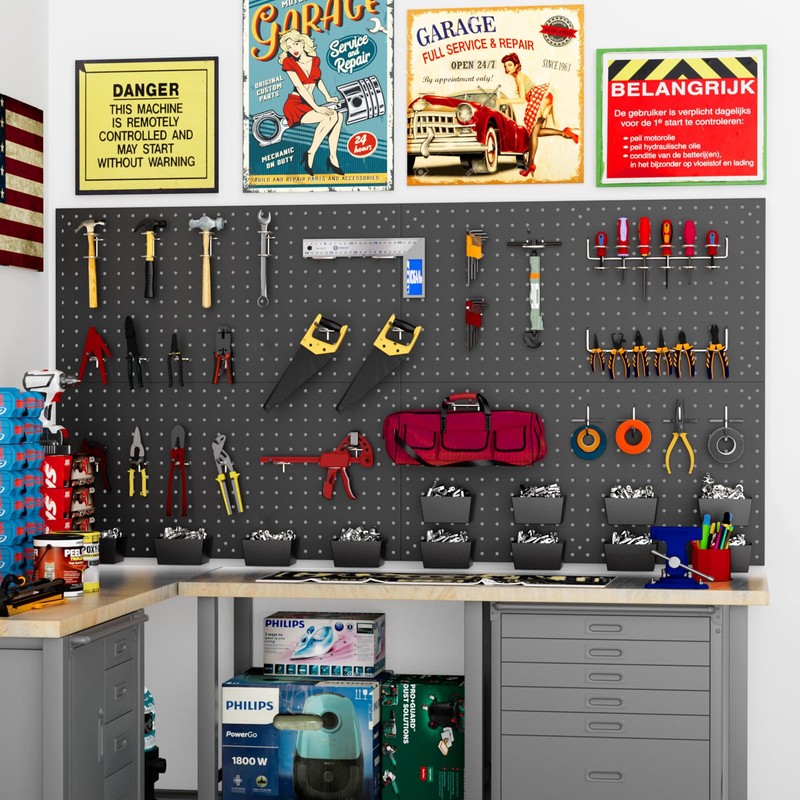 Daanxw 158PCS Metal Pegboard Kit with Hooks for Wall Garage