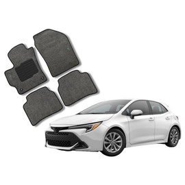 ecoMats Carpet Floor Mats Compatible with 2020 2021 2022 2023 2024 2025 Toyota Corolla with Anti Slip Driver Heel Pad and Safety Locks, Front and Rear Row, Gray