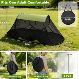 Pop-Up Mosquito Net Tent for Camping, Instant 1 Person Bug Screen Tent, Portable Foldable Mesh Shelter with Ground Stakes, Fits Camping Cot or Outdoor Bed for Camping Hiking and Travel