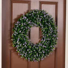 Wicker Park 24" Indoor/Outdoor Boxwood Wreath:_Lilac