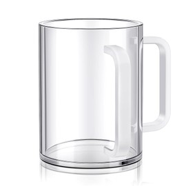 Dingion Judaica Hand Washing Cup with Dual Handles Acrylic Washing Cup for Netilat Yadayim 5" Acrylic Clear Negel Vasser Wash Cup Handles for the Jewish Ritual Kohanim (Clear, White Handle)