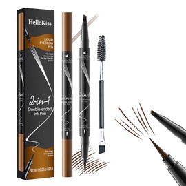 2-In-1 Eyebrow Pencil,3D Augenbrauenstift Wasserfest Microblading,microblading augenbrauenstift,langlebiger Wasserfester und Wischfester Augenbrauenstift Sorgt für Natürlich Aussehende (Dunkelbraun)