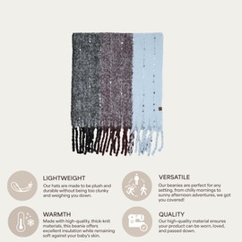C.C Fall Winter Solid and Multicolored Woven Knit Scarf for Women (STRIPE-BLUE, One Size)