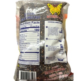 Butterfly 1 Pack - 4 Pounds Butterfly Brand Thai Rice Variety - Choose Flavor - Supreme Black Sweet Rice