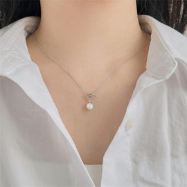 Stocking Stuffers Gifts for Women Pearl Necklace for Women Dainty Round Pearl Pendant Necklace Trendy Pearl Necklace for Girls Simple Wedding Prom Bridal Pearls Jewelry Gifts