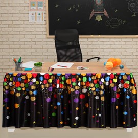 Windkream 29 in x 9 ft Confetti Table Skirt for Teacher Desk Rectangular Tablecloth Skirt Colorful Desk Skirts for Teacher Classroom Decorations School Themed Party Supplies