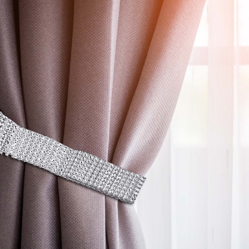 2pcs Crystal Rhinestone Diamond Curtain Tie Backs,Modern Simple Style Drape