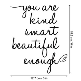 JINGIHE Affirmation Stickers You are Kind Smart Beautiful Enough, Mirror Wall Decor for Bathroom, Vinyl Peel and Stick Wall Decals for Home Decor Living Room Bedroom Girl Home Decoration (Black)