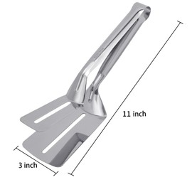 Steak Clamps, 3-in-1 Cooking Tong, Double Sided Spatula, 11 inch Multifunctional Stainless Steel Food Flipping Spatula Tongs Clip for Beefsteak Bread Hamburger BBQ Meats Pizza Pies Bread Fish (1 Pack)