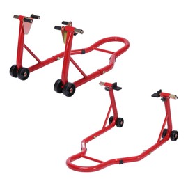 Gowintech 882Lbs Capacity Universal Motorcycle Front & Rear Combo Paddock Stand with U and L Type Adapters Red