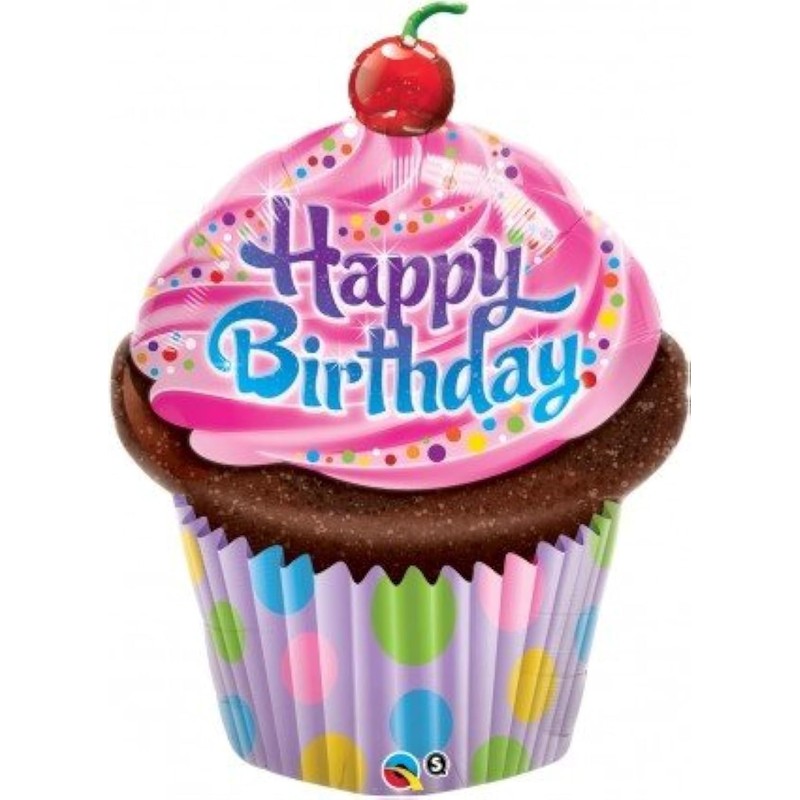 Qualatex 35" Birthday Frosted Cupcake Helium Shape
