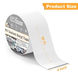 Rvhouse RV Roof Tape 4" x 50 Ft UV Resistant RV Sealant Tape Durable Waterproof and Airtight Adhesive for RV Roof Repair Camper Trailer Truck Boat Motorhome(White)