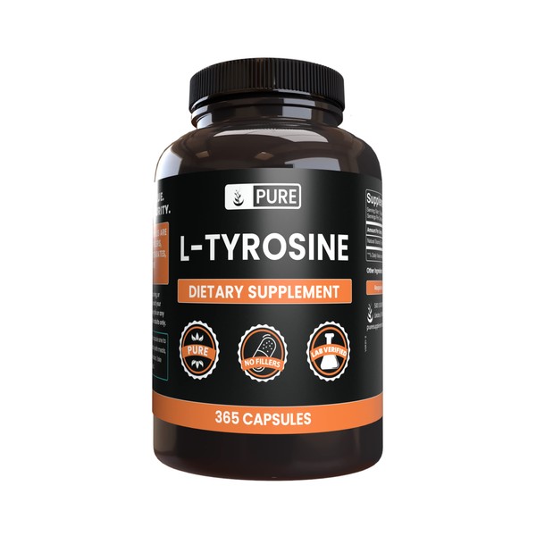 Pure Original Ingredients L-Tyrosine (365 Capsules) No Magnesium Or Rice Fillers, Always Pure, Lab Verified