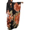 Plus Size Green Floral Print Silk Caftan Dress - Beach