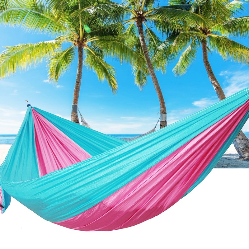 Portable Camping Travel Double Hammock Hanging Bed with Tree Strap