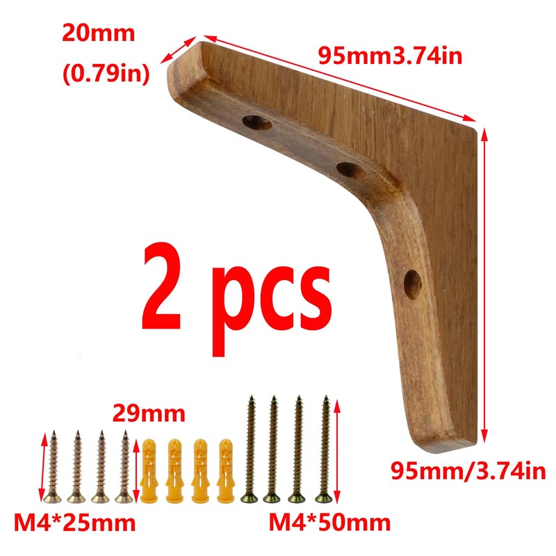 Antrader 2PCS Wooden Shelf Brackets,Solid Wall Mount Wood Shelf Bracket,Wood
