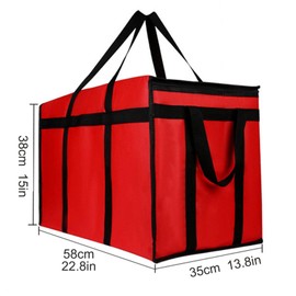 Insulated Food Delivery Bag for Hot and Cold Meal, XXX Large Food Tote Insulated Bag for Catering, Cool Bag, Food Warmer for Parties, Red_black_border, Modern