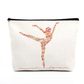 fkovcdy Ballet Makeup Bag Ballerina Ballet Dance Bag Dancer Gifts for Teens Girls Ballet Lovers Dance Teacher Student Ballet Recital Gift Toiletry Bag Zipper Pouch for Women Friends Birthday