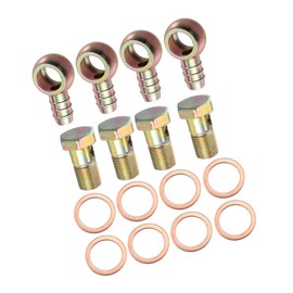 HEROFFIX 4 Set 18mm Banjo Hose Barb Bolt Fittings Banjo Bolt Washer Bronze Tone with 18mm Spacers for Car Replace Parts