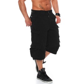 Jet Lag Mens 007 3/4 Length Cargo Shorts, black