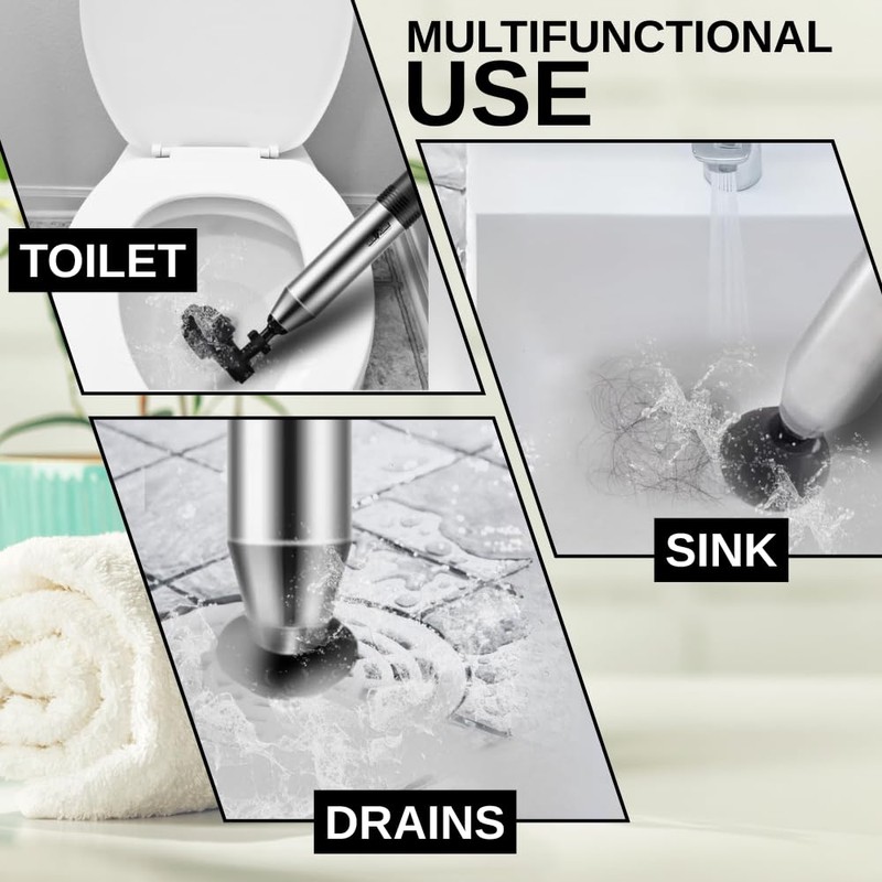 Ultimaxx InstaPlunge Electric Toilet & Drain Plunger – Powerful One-Button
