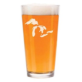16 oz Beer Pint Glass Great Lakes Michigan