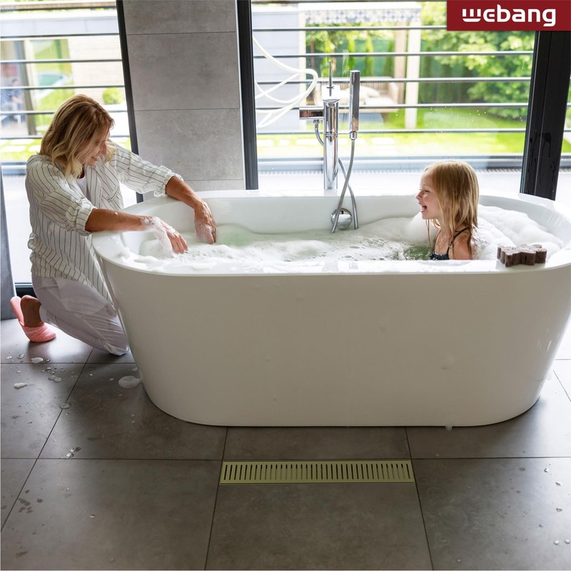 WEBANG 12 Inch Linear Shower Drain Rectangular Floor Drain with