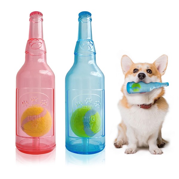 EeYahYong Squeaky Water Bottle Dog Toy,Crunchnplay Bottle Toy for Small