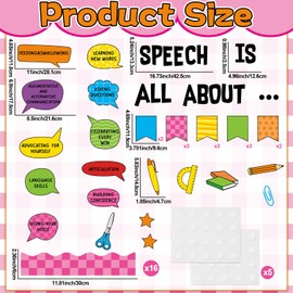 Speech Therapy Bulletin Board Set Mental Health Themed Classroom Decoration Inspirational Positive Affirmations Accents Paper Cutouts for Back to School Classroom School Home Chalkboard Wall Decor
