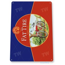 FAT TIRE 11X8 TIN SIGN BREW BAR PUB BREWING COMPANY AMBER ALE BOTTLE CAP