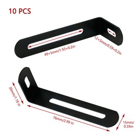 KUMGROT 10pcs L Brace Adjustable Corner Brace, Stainless Steel, Right Angle Bracket for Wood Furniture, 76 x 30 x 15mm/2.99 x 1.18 x 0.59in, Black