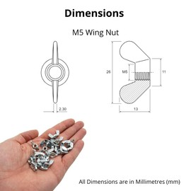 TOP-VIGOR 20Pcs Wing Nuts, M5 Butterfly Nut, Hand Twist Tighten Fasteners for DIY Tools, Electronic Devices Hardware, Automotive, Wood Products,Mechanical Equipment Fixings
