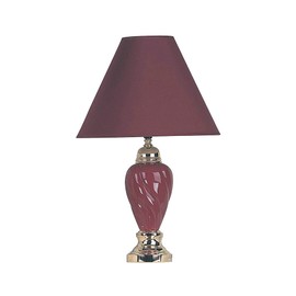 ORE International 22" Ceramic Table Lamp with Linen Shade in Burgundy Red
