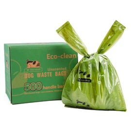 ECO-CLEAN Poop Bags, 500 Count Dog Waste Bags with Handle, Unscented, Leak-Proof, Earth-Friendly (Not on Rolls)