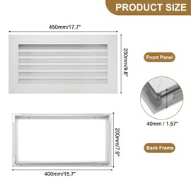 PATIKIL Door Air Vent Cover, 2 Pcs 16" x 8", Aluminum Grille Ventilation Cover Louvered for Cabinet Wardrobe Door, Silver Tone