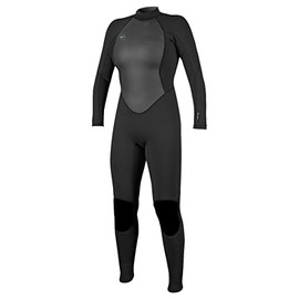 O'Neill Women's Reactor-2 3:2mm Back Zip Full Wetsuit, Lightweight Warmth and Flexibility for All Water Activities, Black/Black, 4