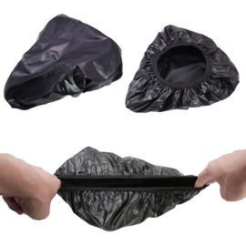 SYF-UN 3 Pack Waterproof Bike Seat Rain Cover, Water and Dust Resistant Bike Saddle Cover with Elastic, Water Proof and Dust Proof, for Journey and Travel, Black
